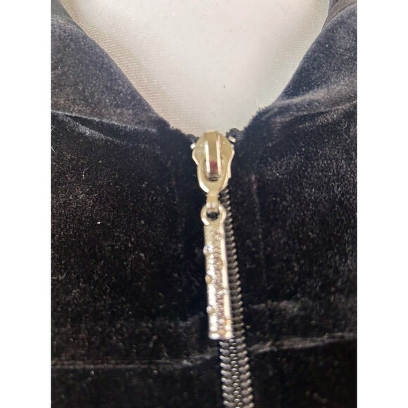 Petite Sophisticate Women's Size P Black Zip Velour Hoodie Jacket - Picture 2 of 8